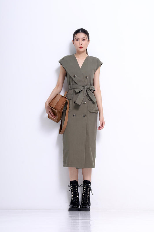 Mona V-Neck Trench Dress