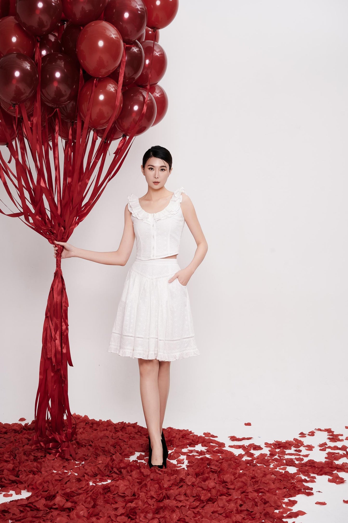 Olivia Ruffle Hem Midi Skirt