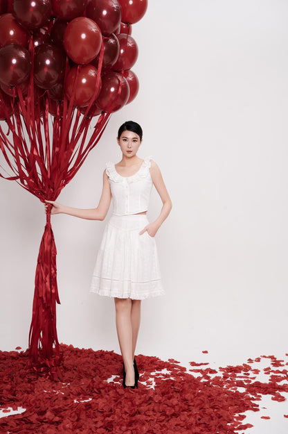 Olivia Ruffle Hem Midi Skirt