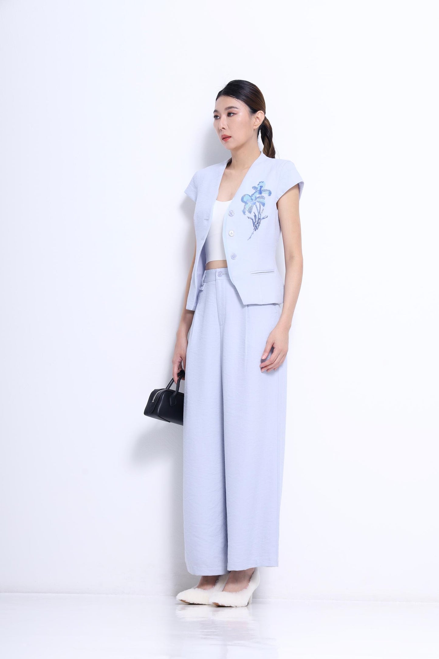 Shan Embroidered Flower Vest Top