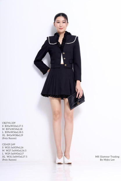 Miu Lace Hem Pleated Skirt