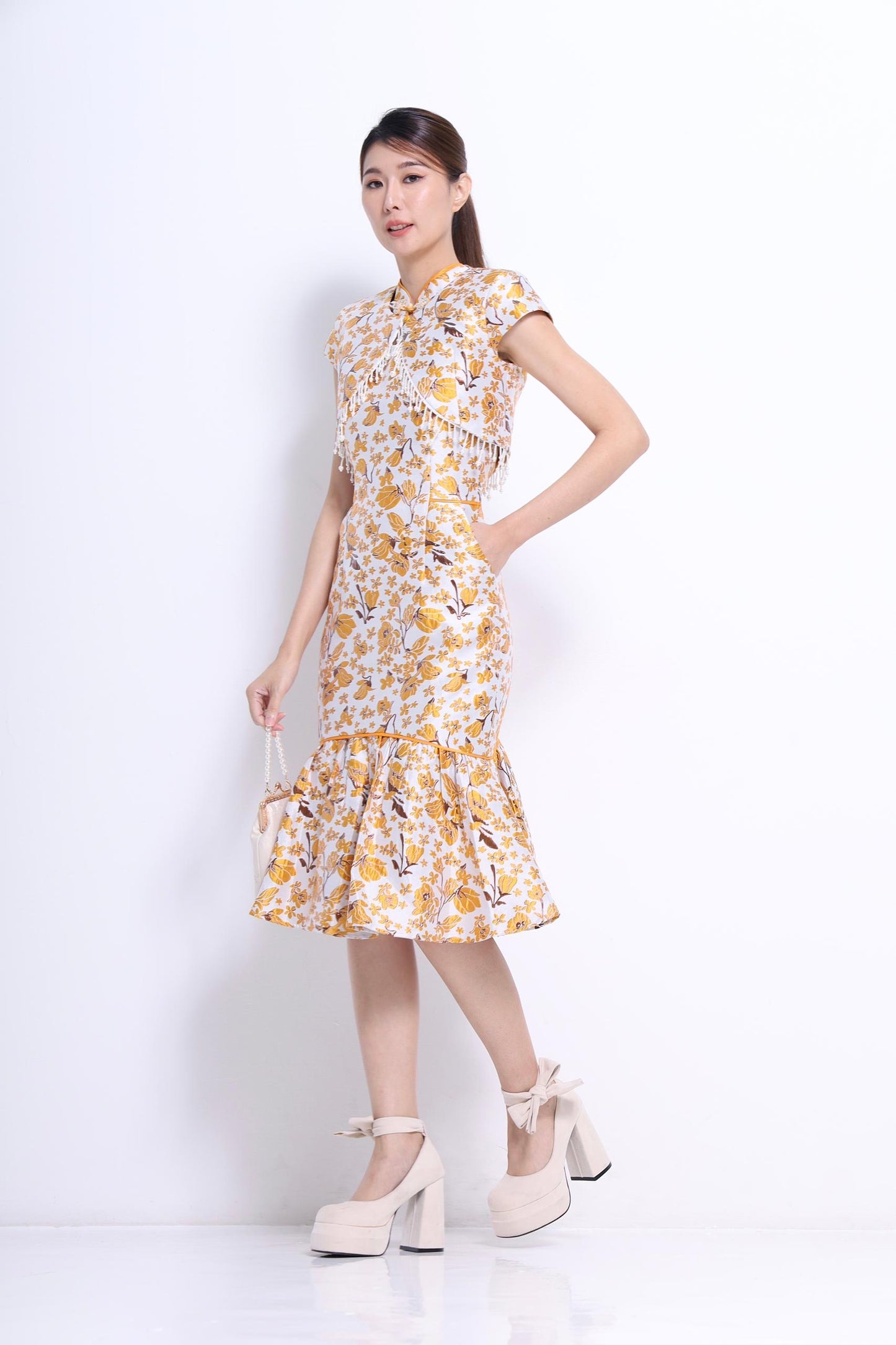 Zhu Orient Pearl Qipao Dress with Jacket