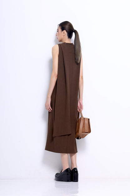 Mauve Funnel Neck Drape Dress