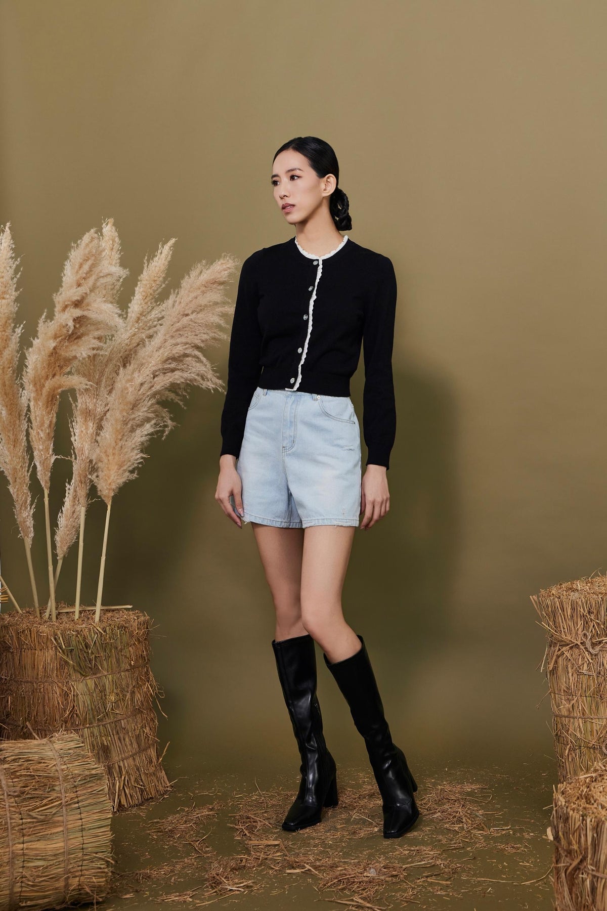 Josie Lace Ruffle Trim Knit Cardigan