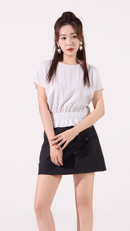 Ziri Ruffle Hem Cropped Top