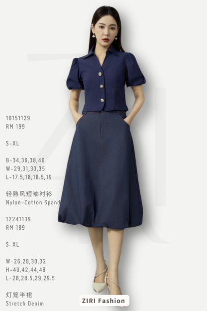 Ziri Bubble Hem Midaxi Skirt