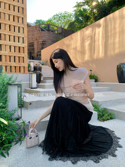 Luna Hollow Lace Knit Top