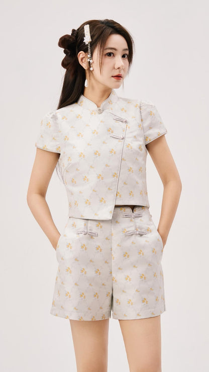 Nen Oriental Asymmetrical Qipao Top