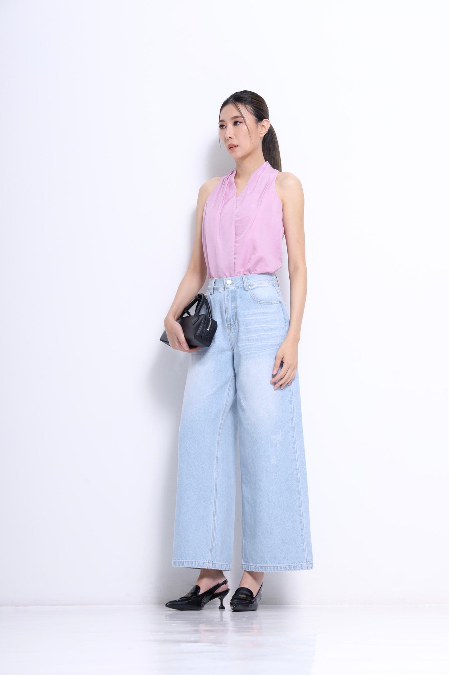 Nadya V-Neck Satin Top