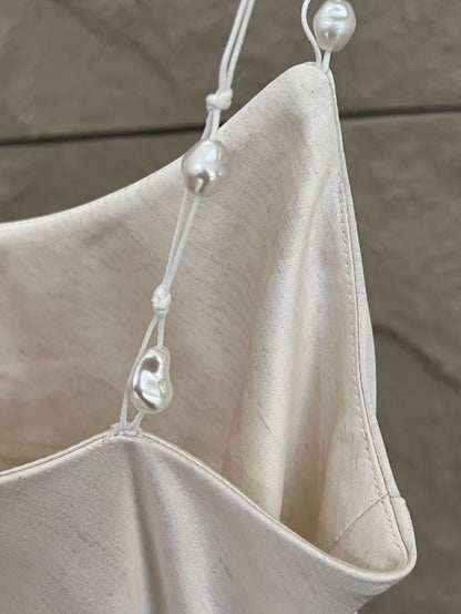 Niya Satin Dress with Pearl Strap