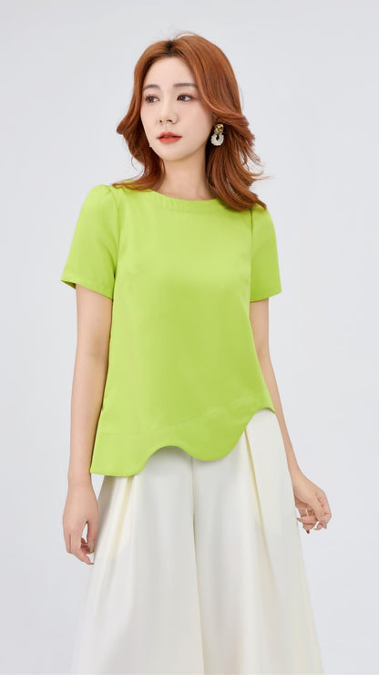 Ziri Scallop Hem Loose Top