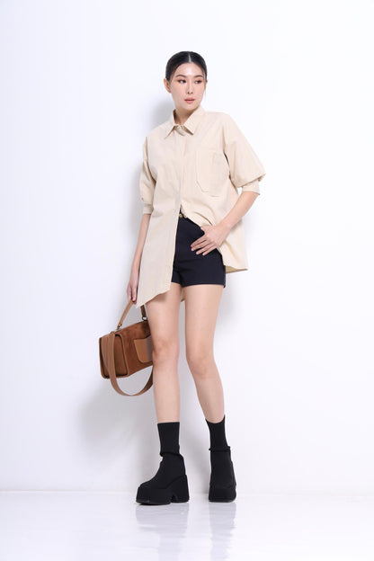 Miyu Asymmetrical Short Sleeve Shirt