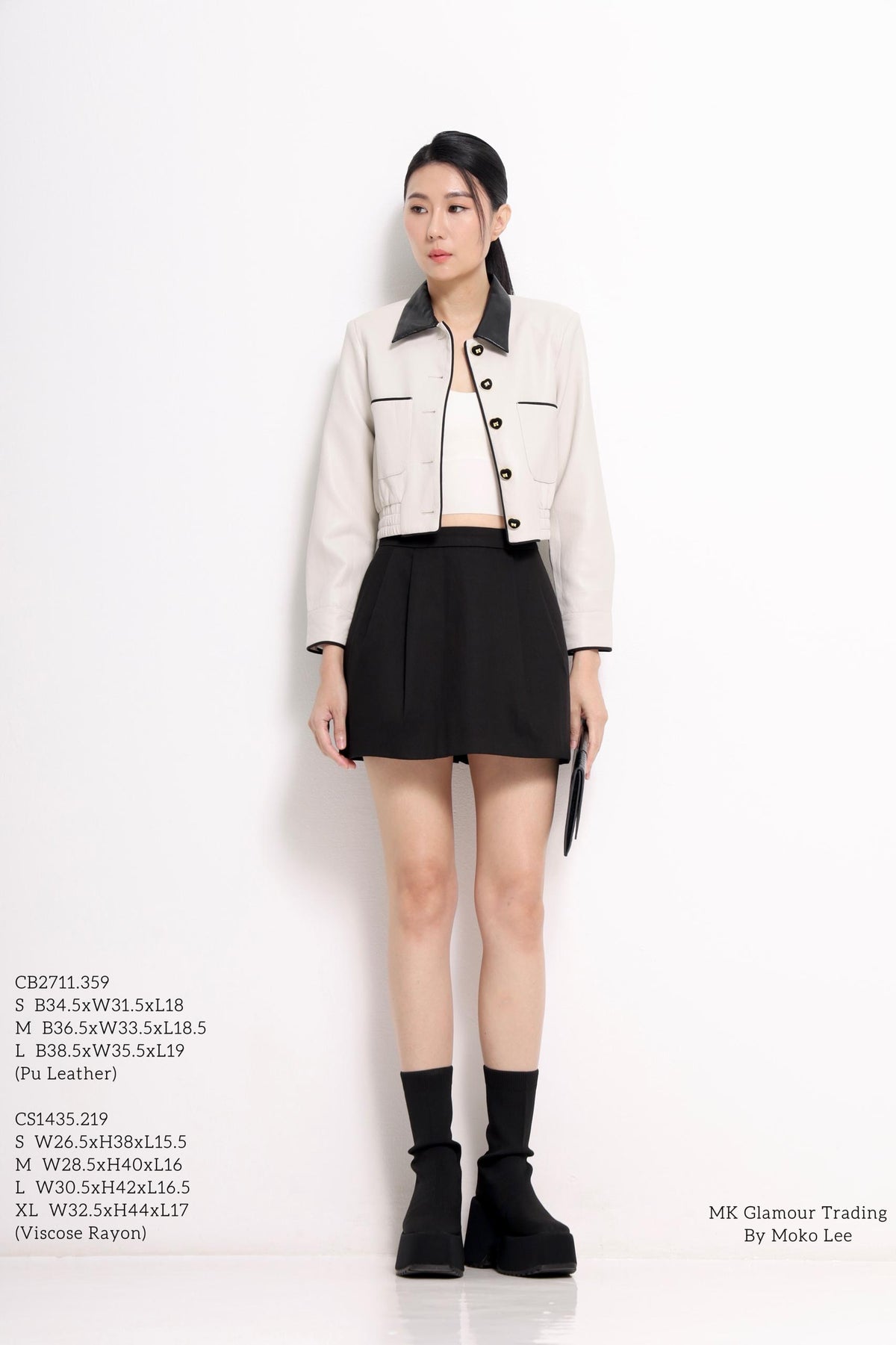 Natasha Bicolor Collar Cropped Jacket