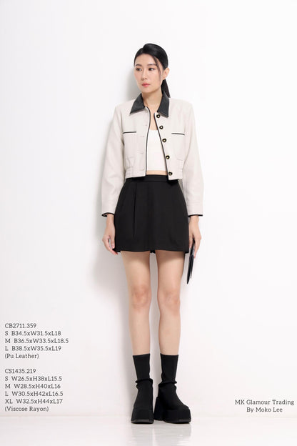 Natasha Bicolor Collar Cropped Jacket
