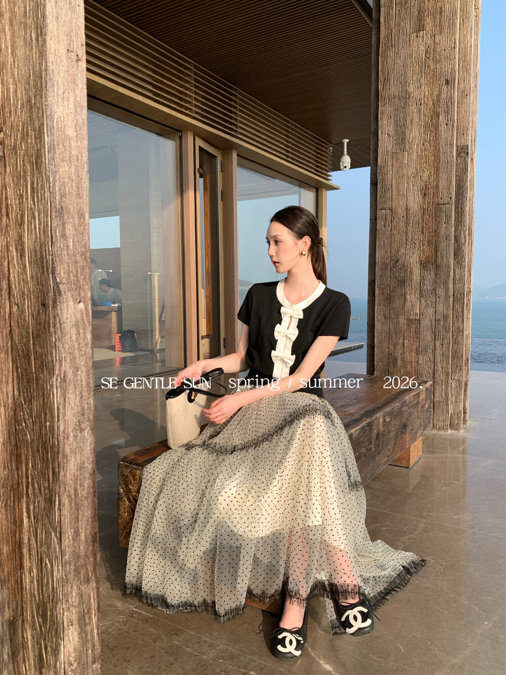 Peni Bow Tie Bi-color Knit Top