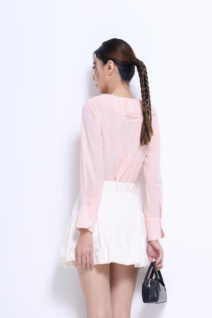 Joyce Ruffle Collar Chiffon Top