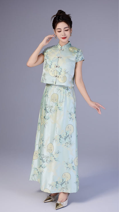 Xin Oriental Jacquard Qipao Top