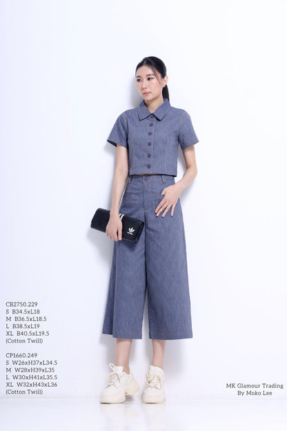 Tassy Button Down Cropped Shirt