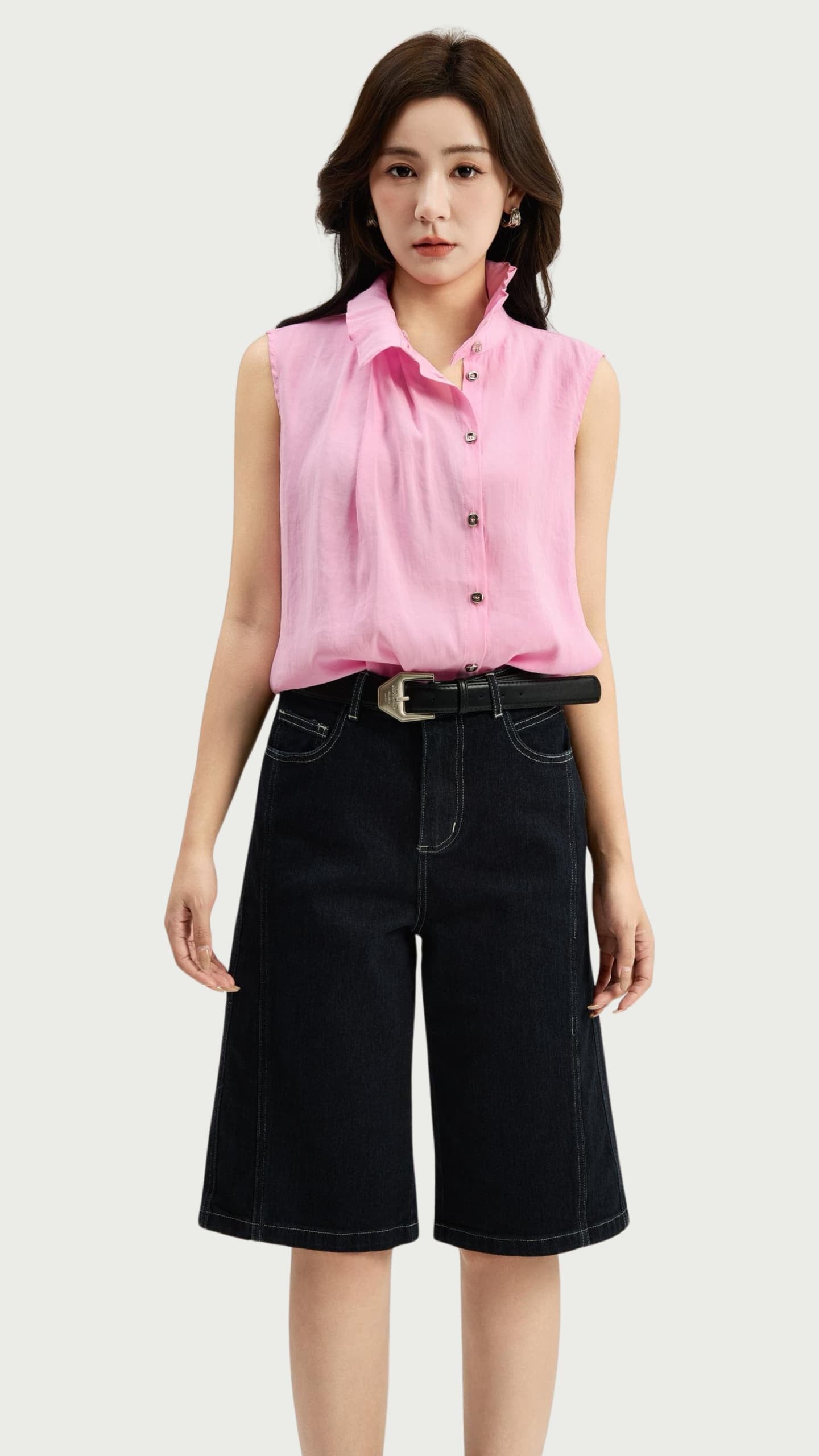 Ziri Ruffle Neck Tencel Top