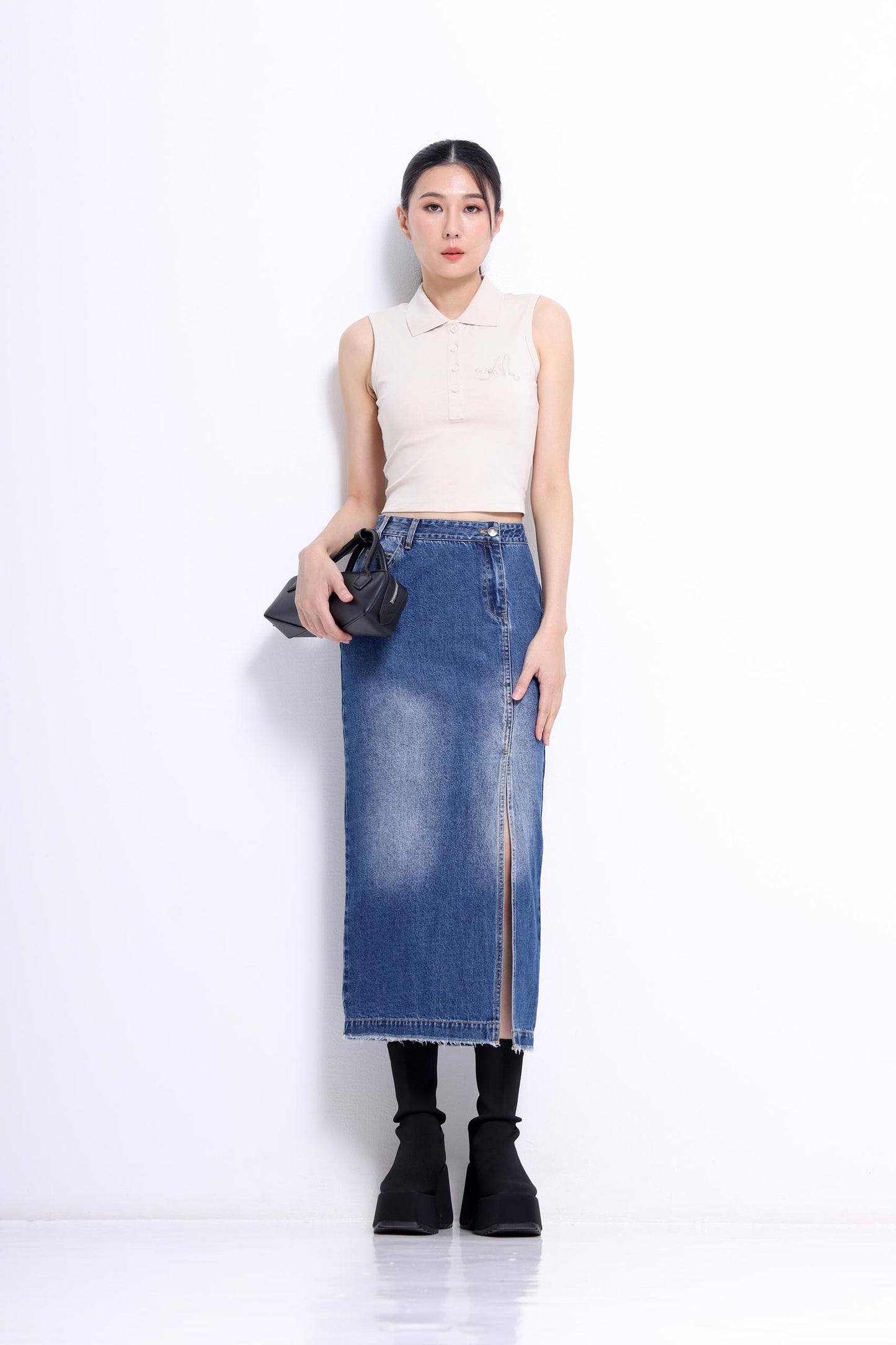 Carly V-Neck Embroidered Polo Tee