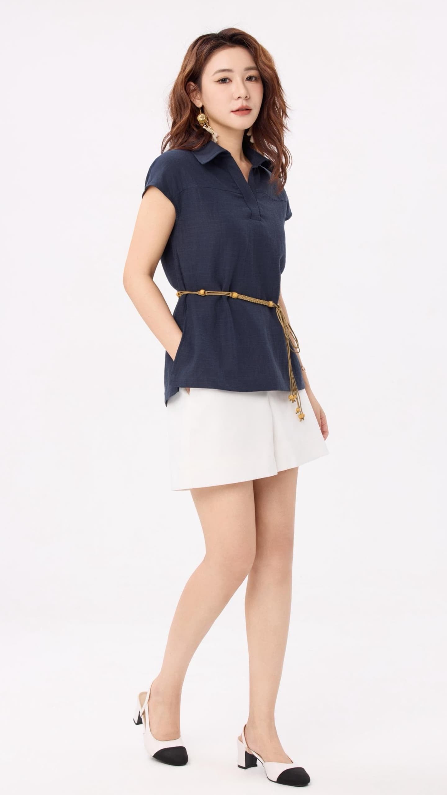 Ziri Linen Mandarin Top