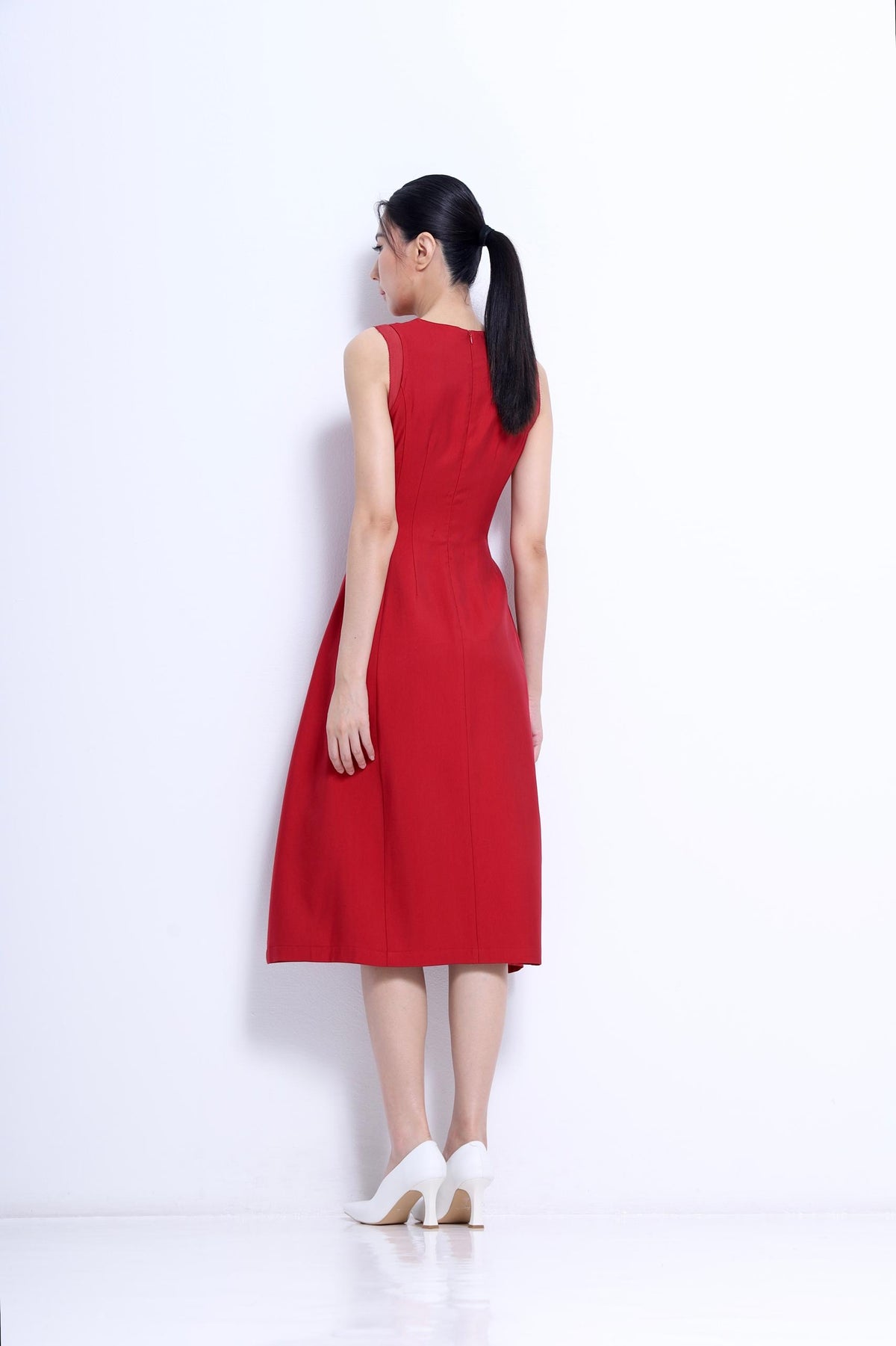 Elena Tailored A-line Midi Dress