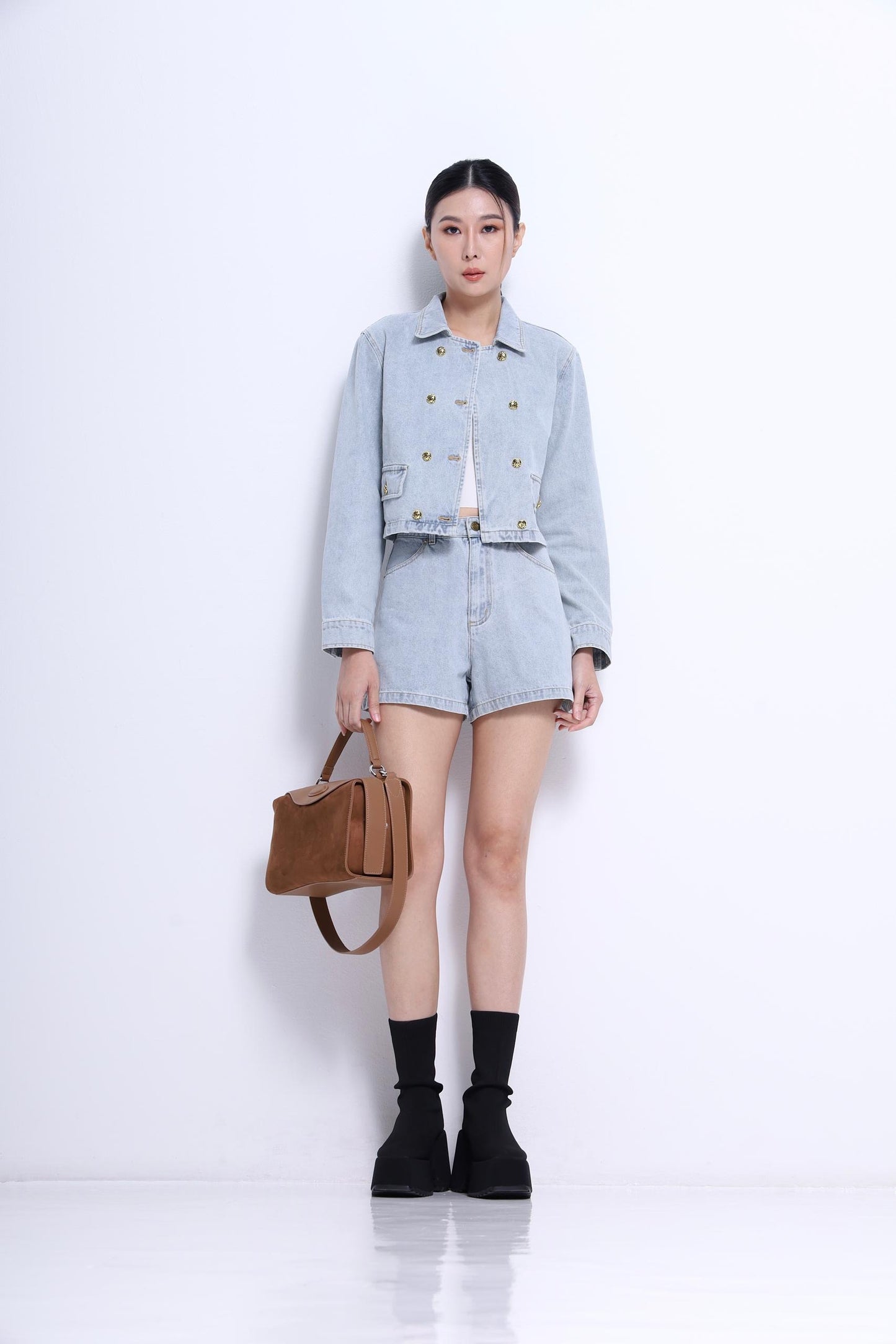 Natalie Washed Denim Shorts