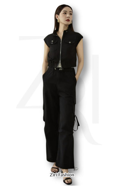 Ziri Biker Cropped Vest