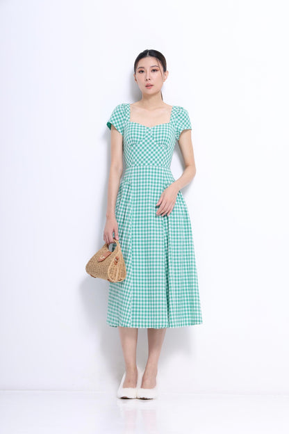 Elise Sweet Heart Checkered Dress