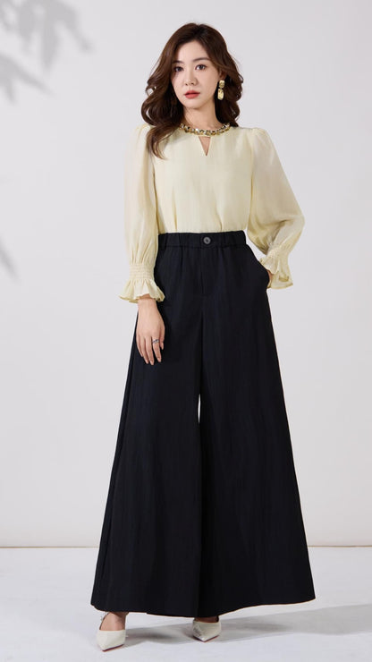 Ziri Sequins Neck Long Sleeve Top