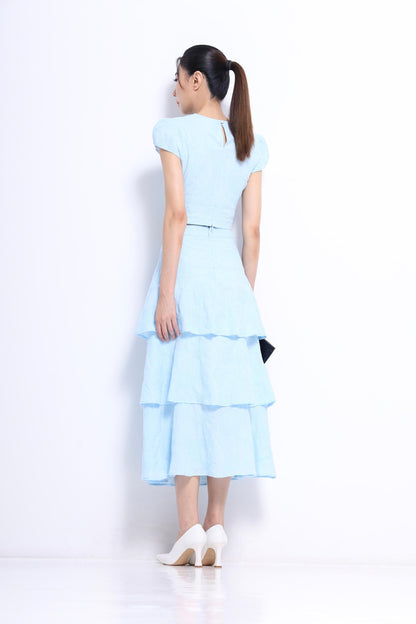 Hana Embroidered Flower Layered Skirt