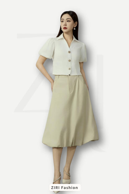 Ziri Bubble Hem Midaxi Skirt
