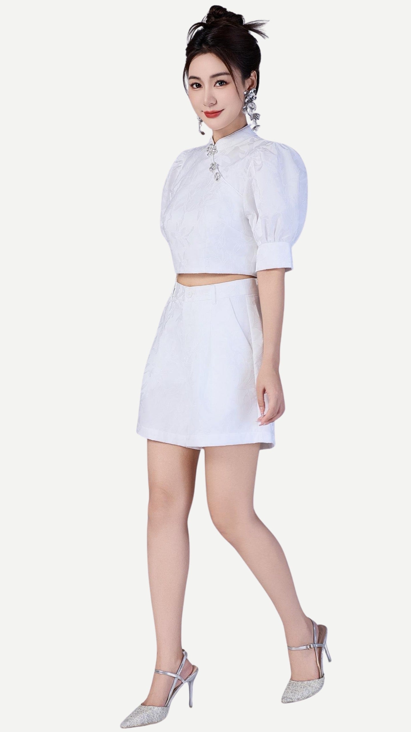 Xi Oriental Jacquard Qipao Top