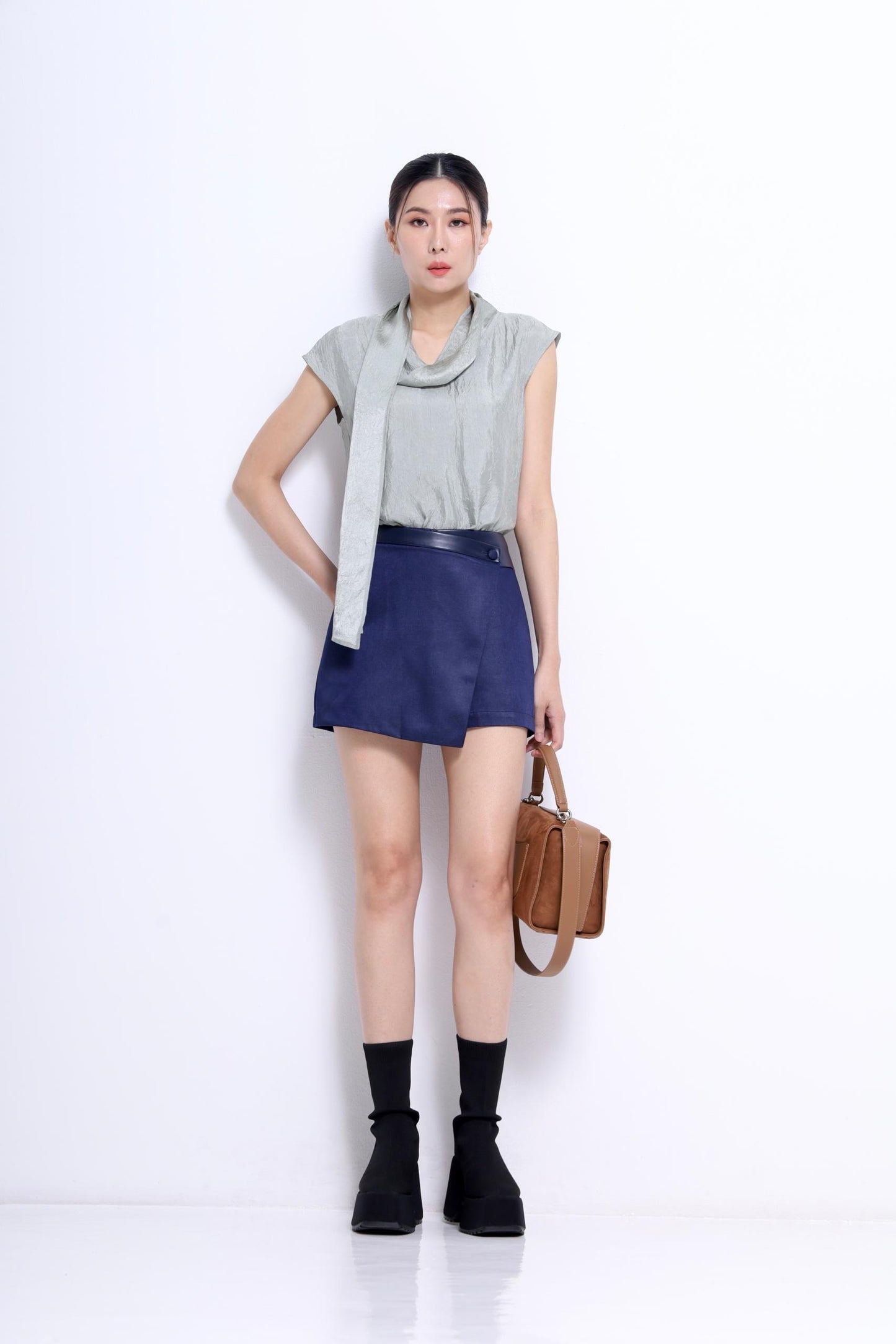 Elena Cowl Neck Satin Top