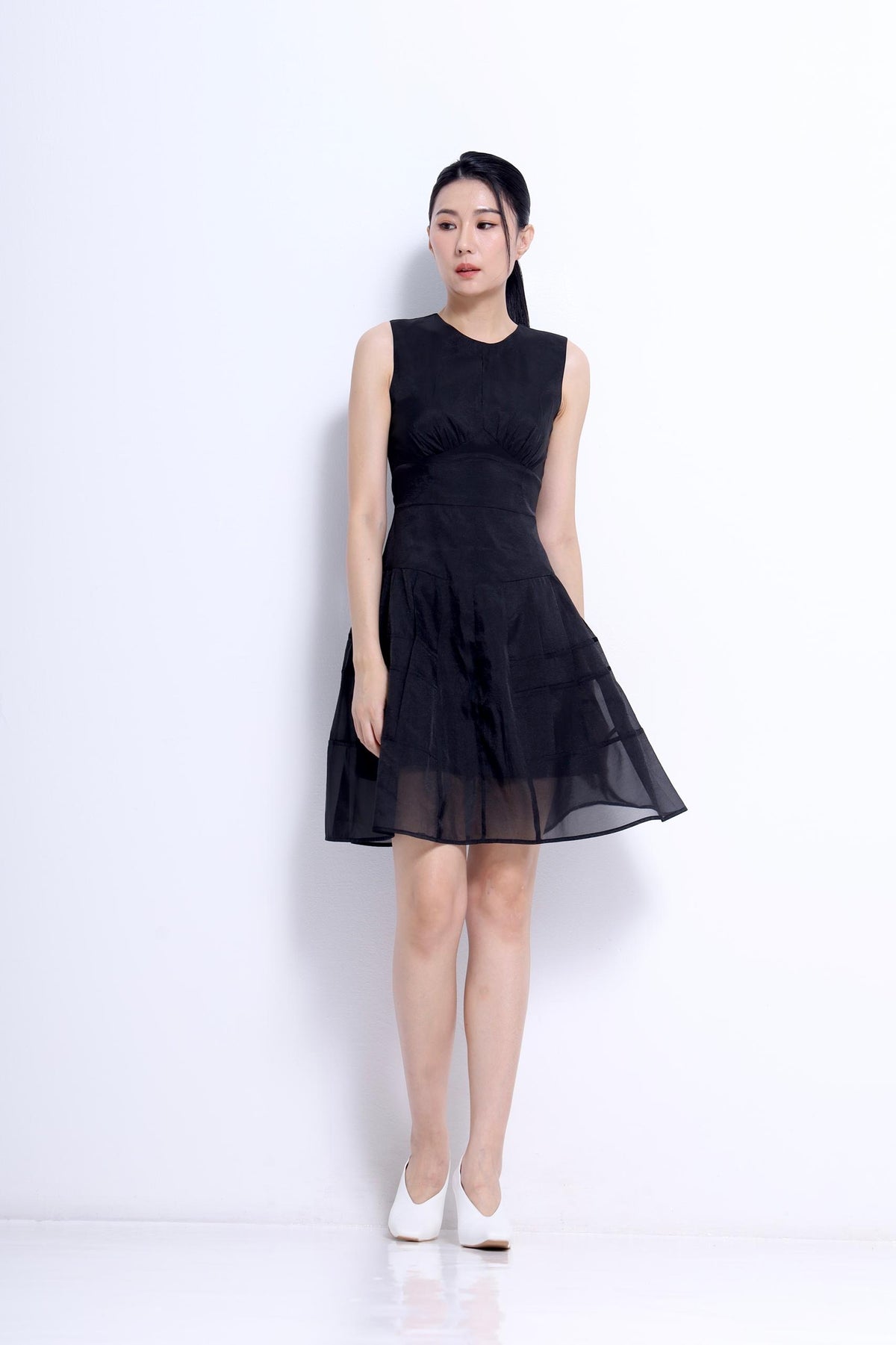 Victoria Organza A-line Midi Dress