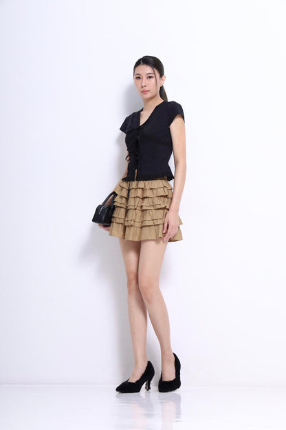 Sylvia V-Neck Ribbon Blouse