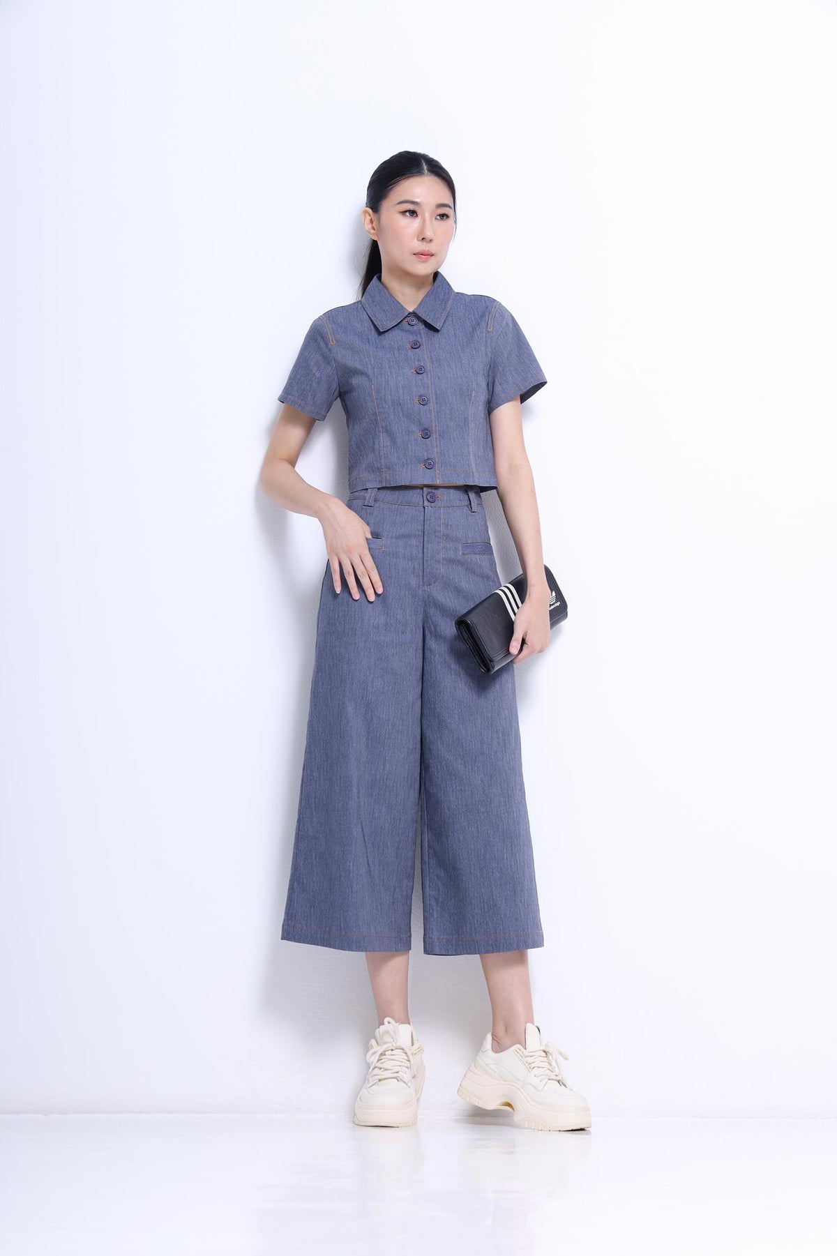 Tassy Button Down Cropped Shirt