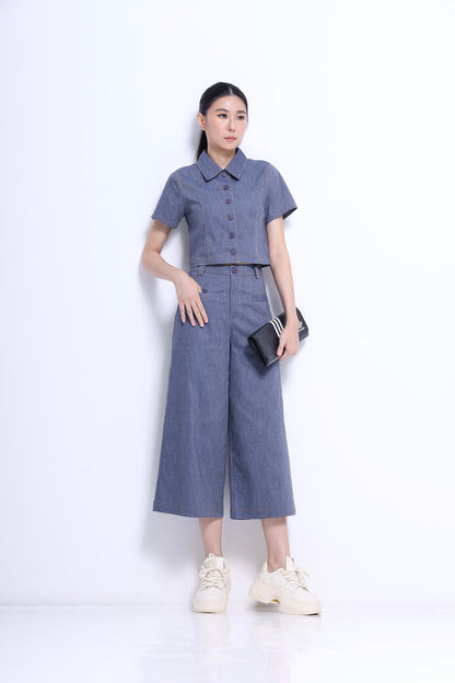 Tassy Button Down Cropped Shirt