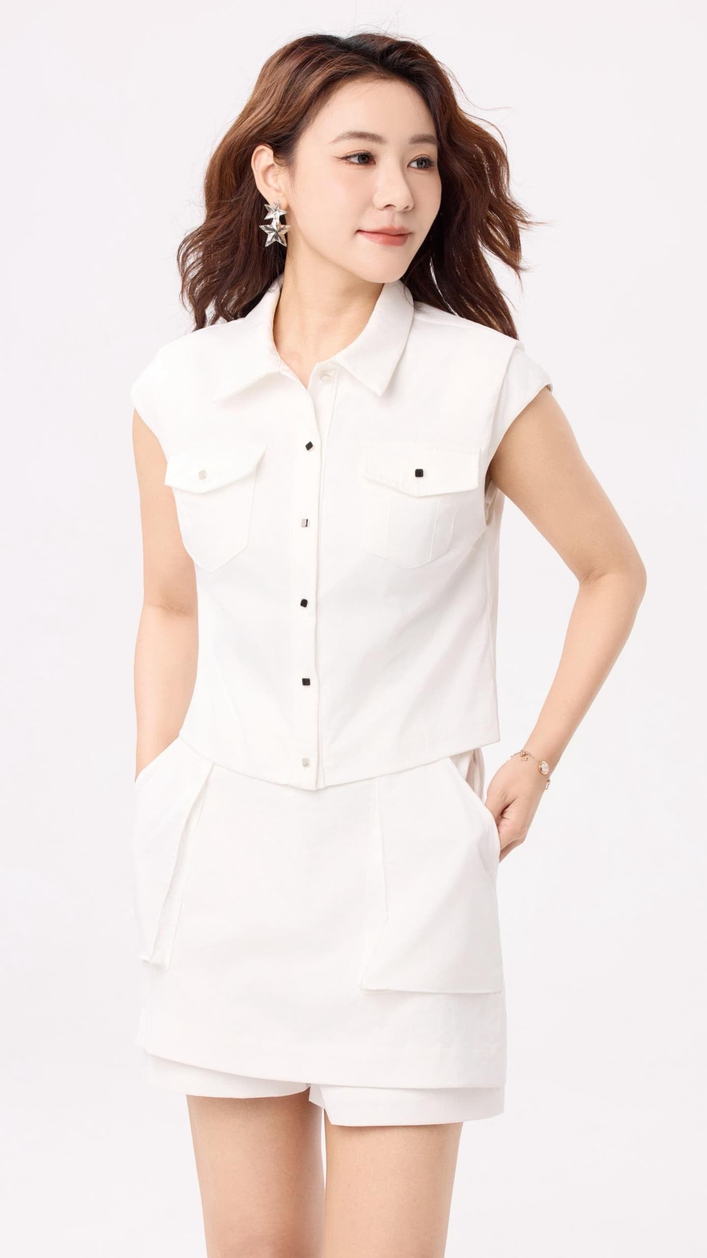 Lucy Button Down Vest Top