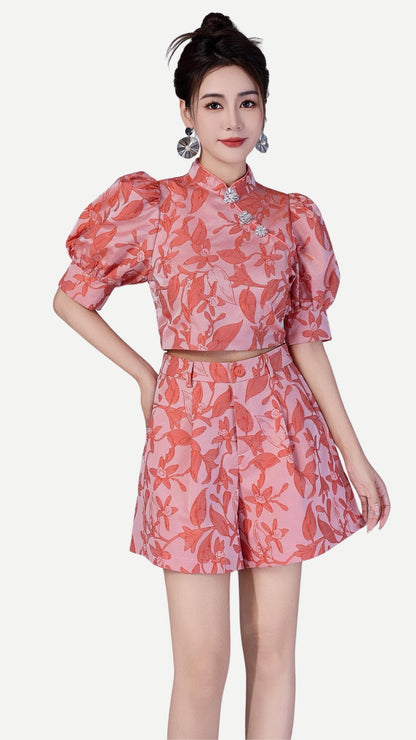 Xi Oriental Jacquard Qipao Top