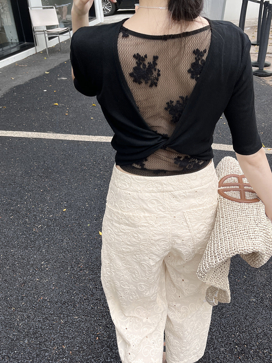 Gracetina Open Back Lace Top