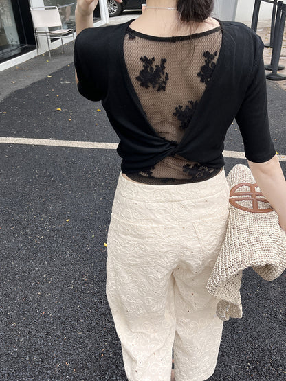 Gracetina Open Back Lace Top