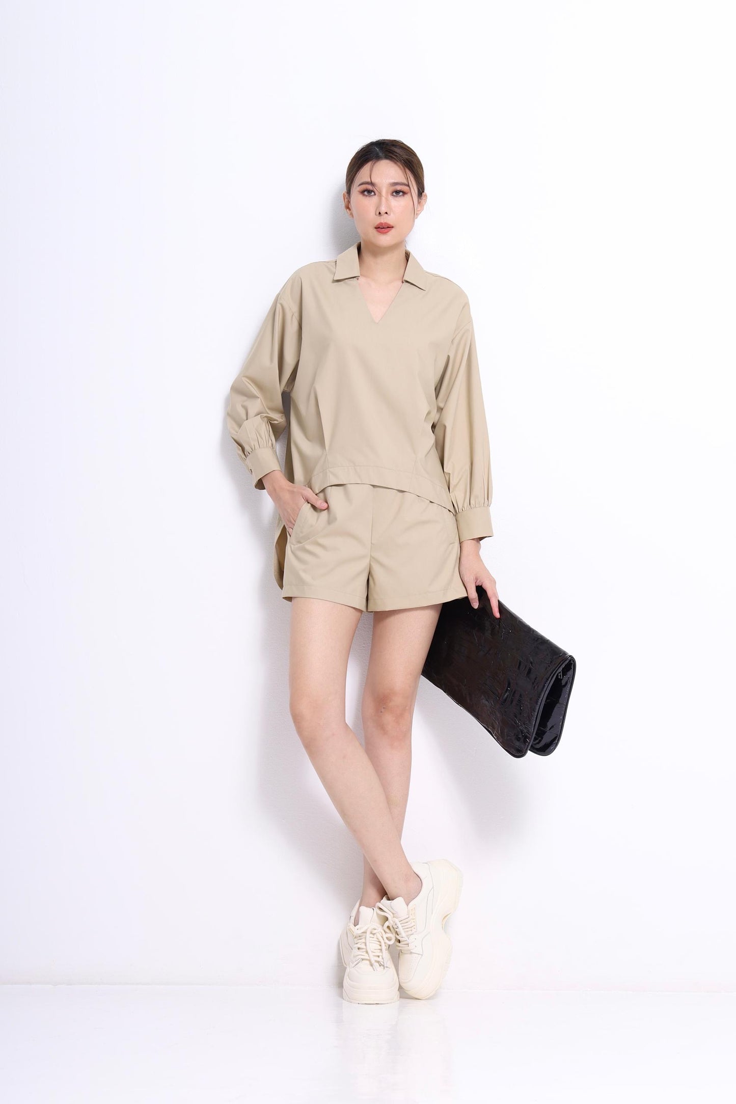 Zia V-Neck Oversized Shirt