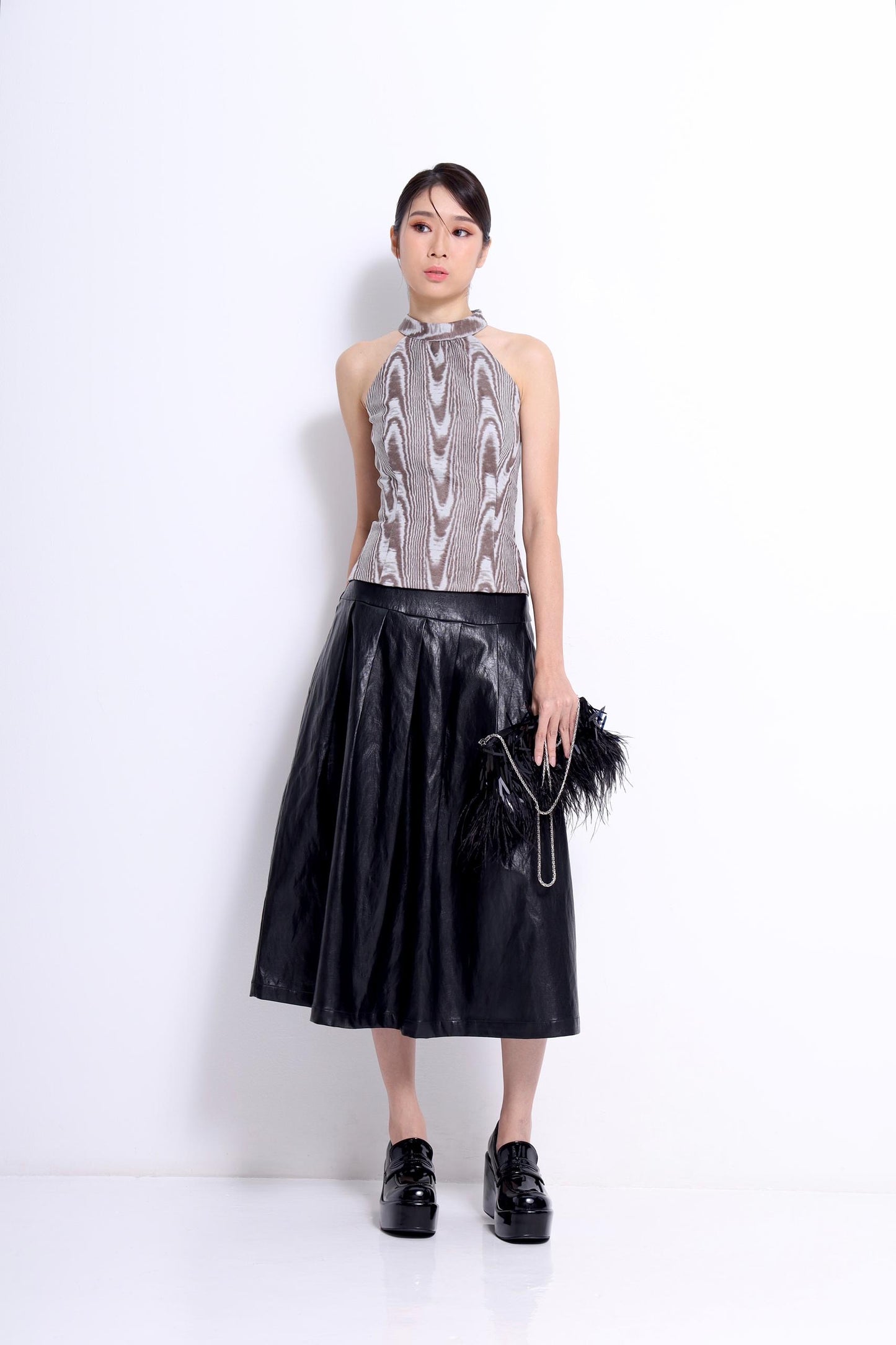 Mina Faux Leather Aline Skirt