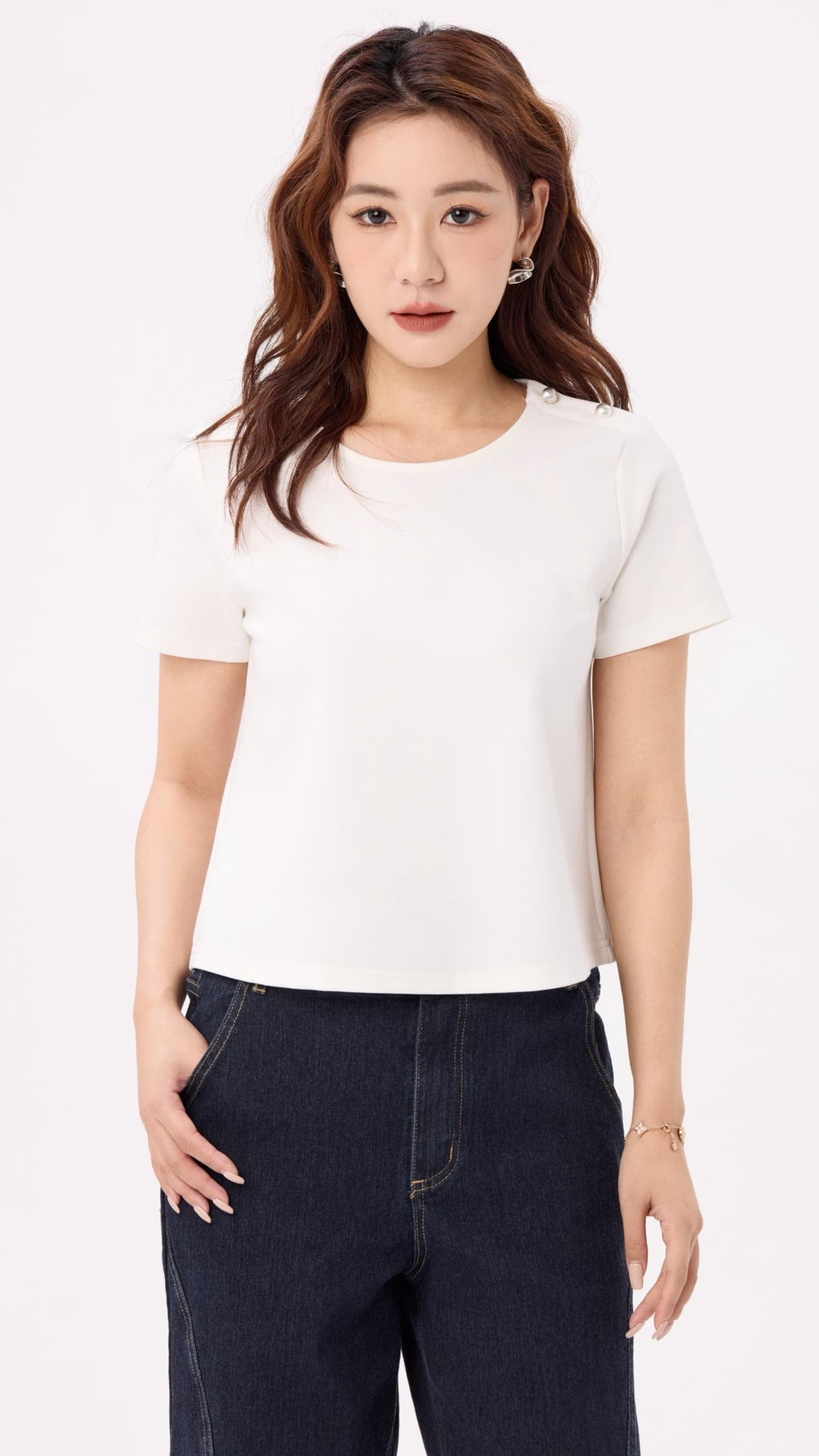 Ziri Button Embellished Tee
