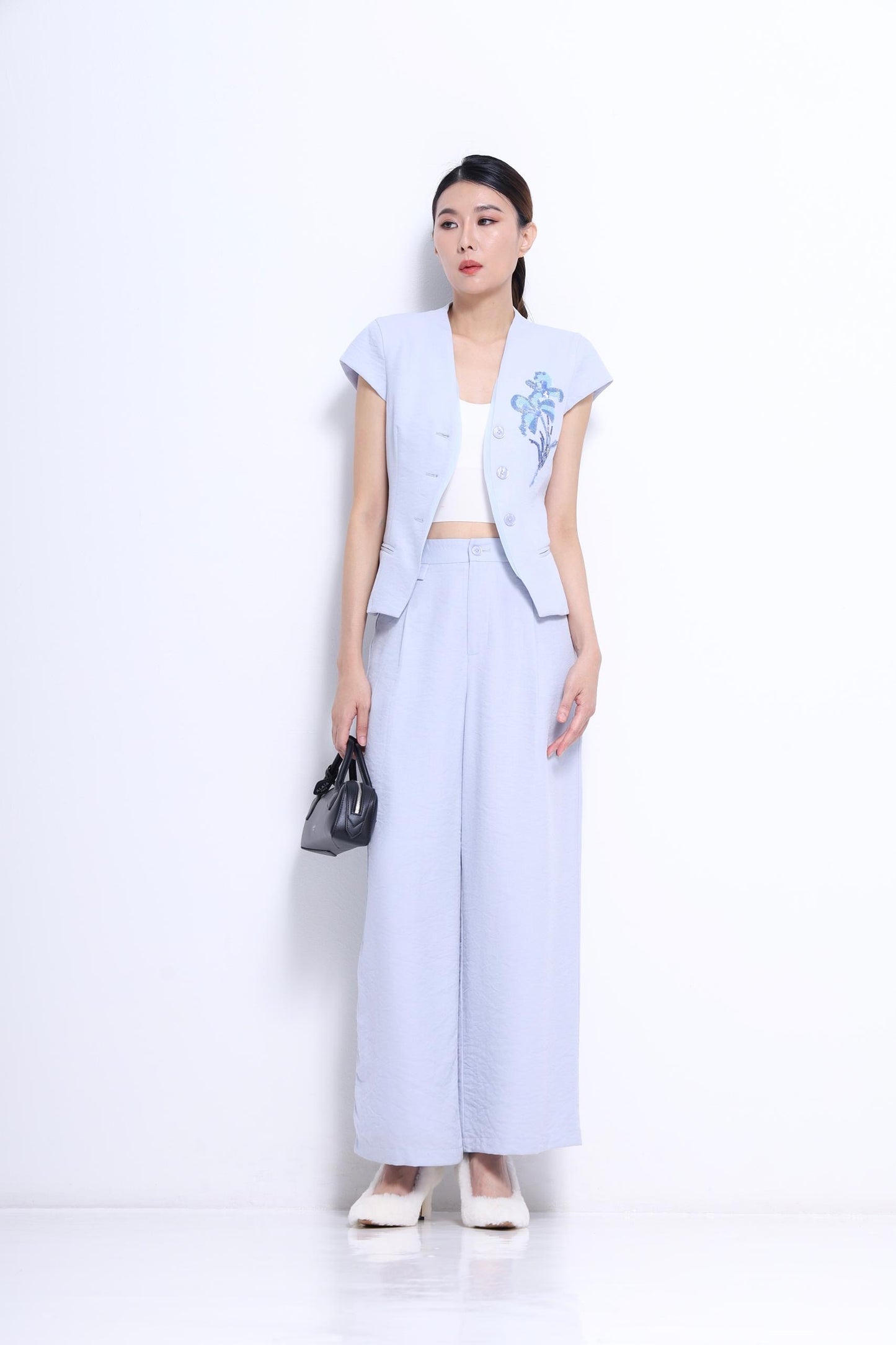 Shan Embroidered Flower Vest Top