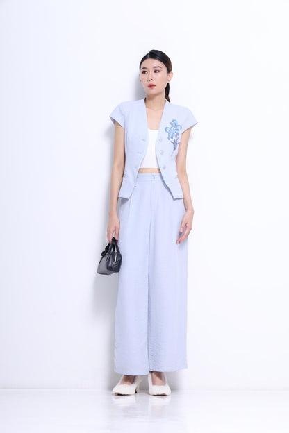 Shan Embroidered Flower Vest Top
