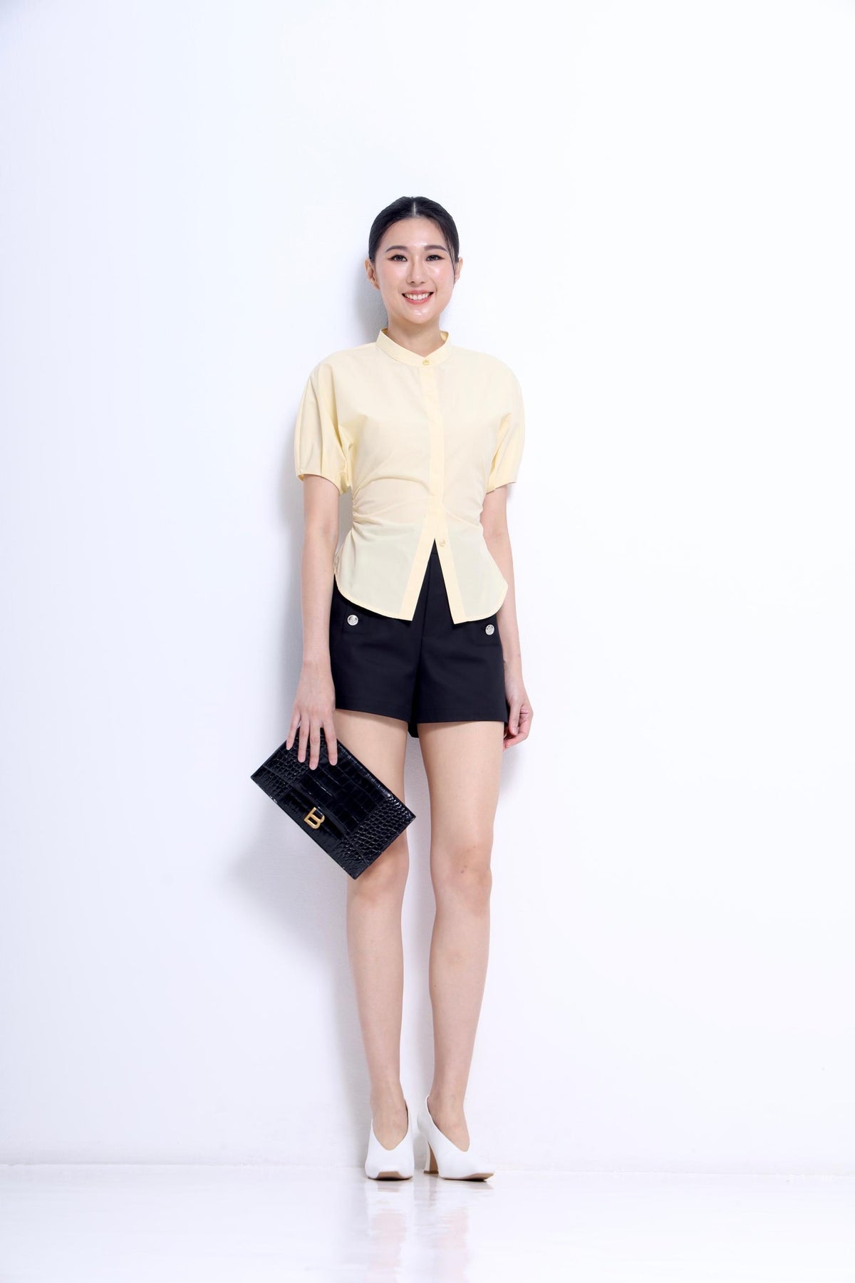 Irene Waist Tie Mandarin Shirt