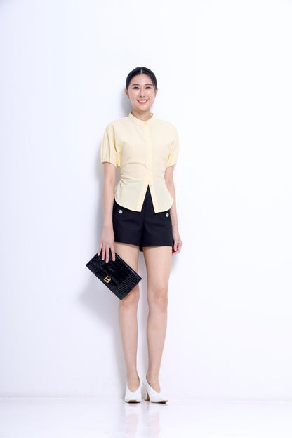 Irene Waist Tie Mandarin Shirt