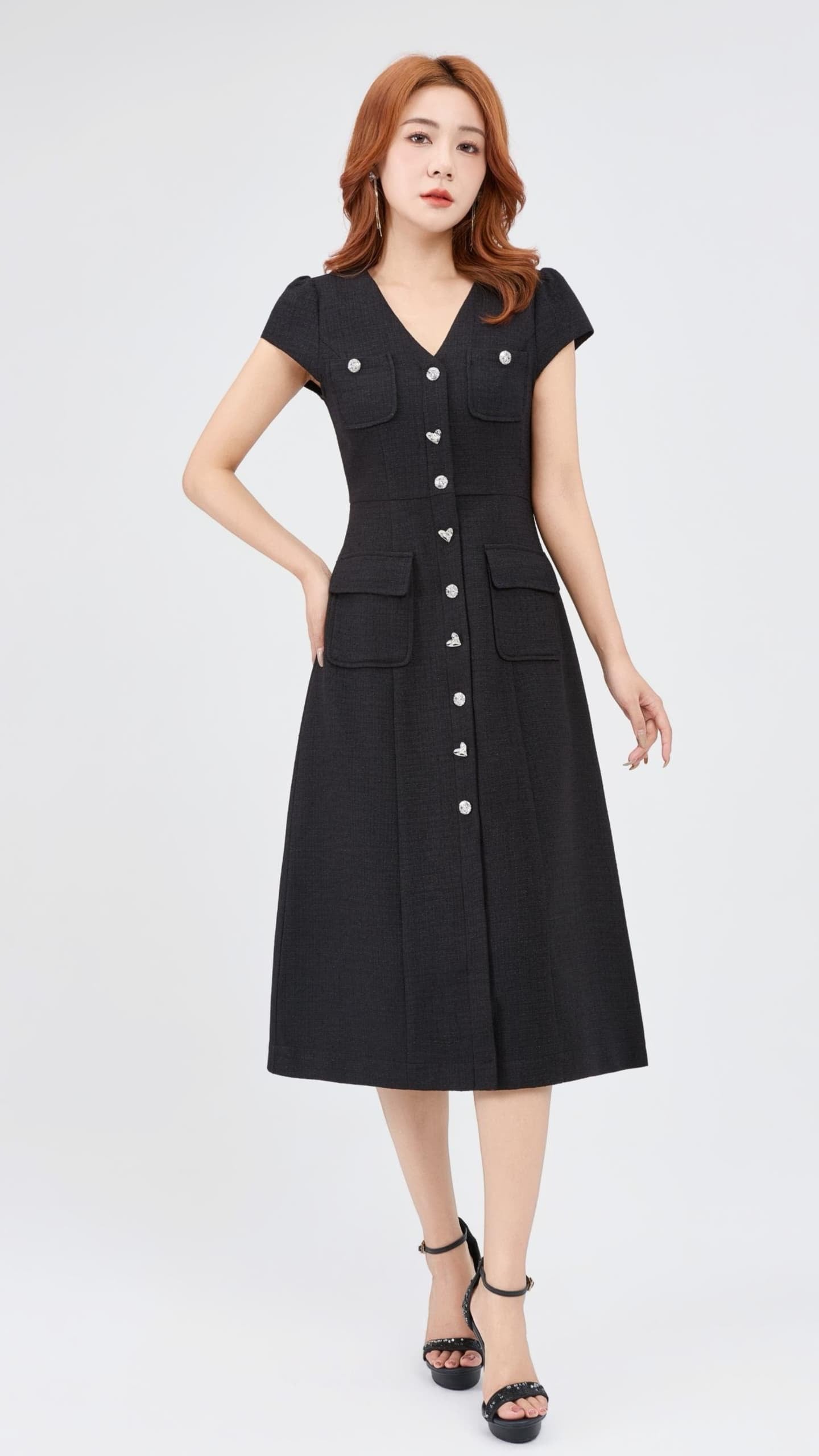 Ziri V-Neck Tweed Dress